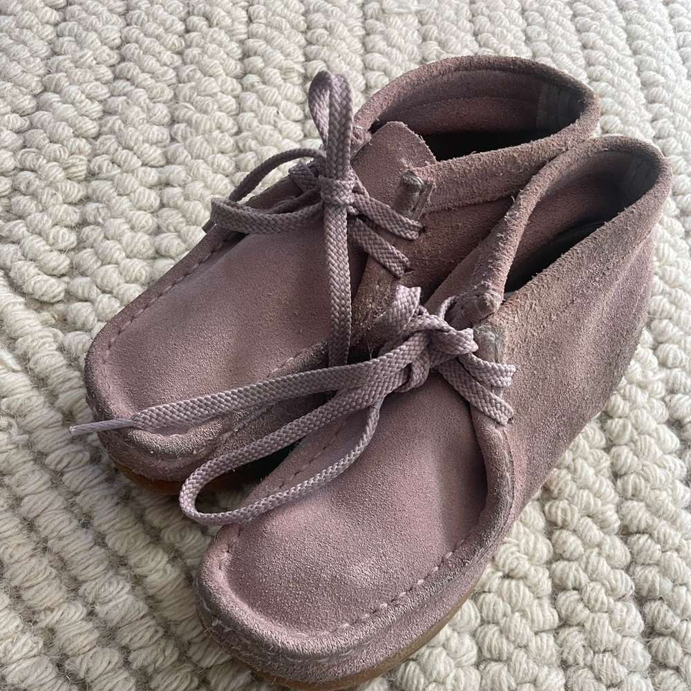 Girls light pink Clark Wallabees size 1 wide